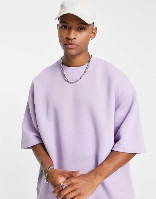 Topman - Extreem oversized sweatshirt met korte mouwen in paars