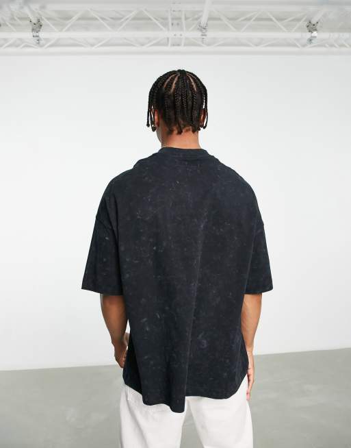 Topman - Extreem oversized T-shirt met 'Nirvana' print met engel in verwassen zwart, 2 van 4