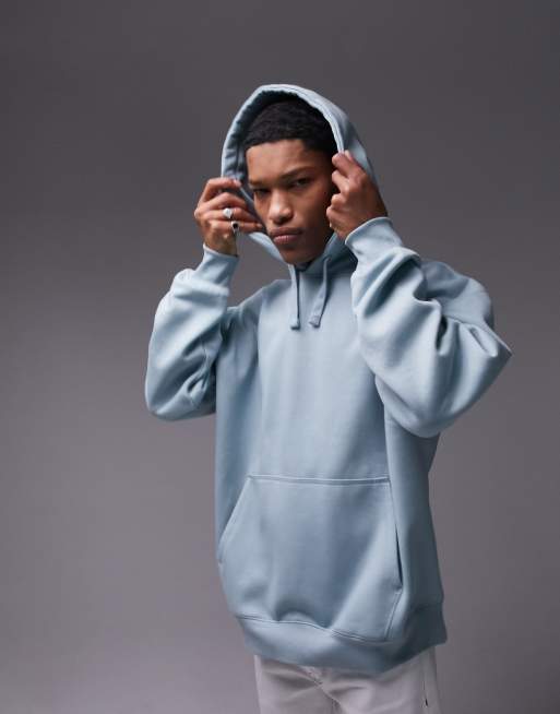 Topman - Extreem oversized zwaargewicht hoodie in blauw