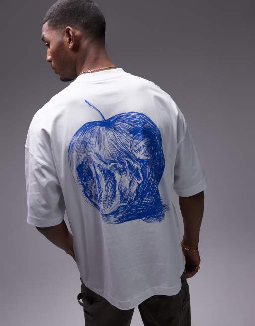 Topman – Extrem-Oversize-T-Shirt in Weiß mit gezeichnetem Print, 3 von 4