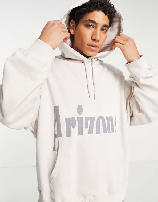 Topman – Extrem übergroßer Kapuzenpullover in Grau mit „Arizona“-Print
