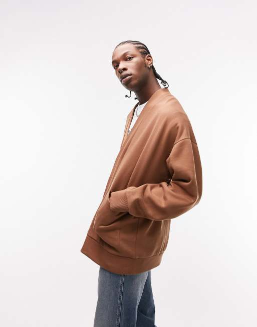 Topman extreme oversized cardigan in brown | ASOS