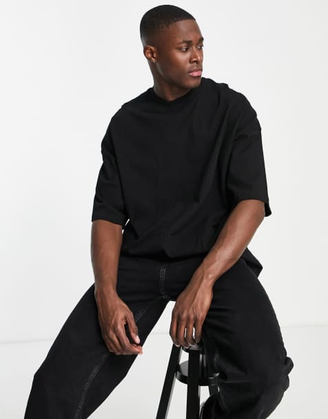 Topman extreme oversized cotton t-shirt in black - BLACK - view 1