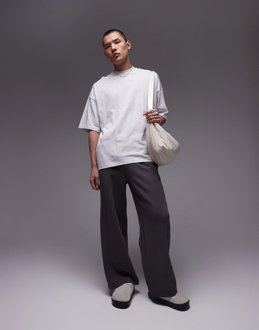 Topman extreme oversized fit t-shirt in ice grey marl