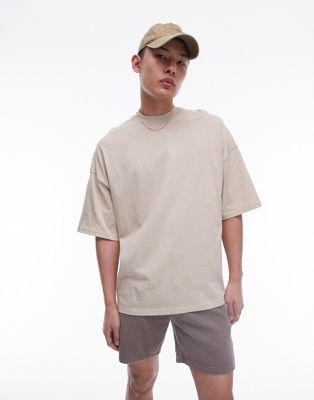 Topman extreme oversized fit t-shirt in stone