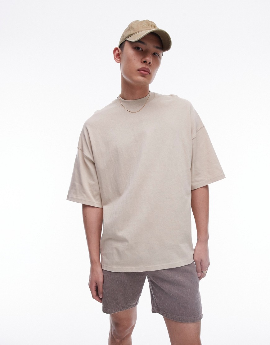 Topman extreme oversized fit t-shirt in stone-Neutral