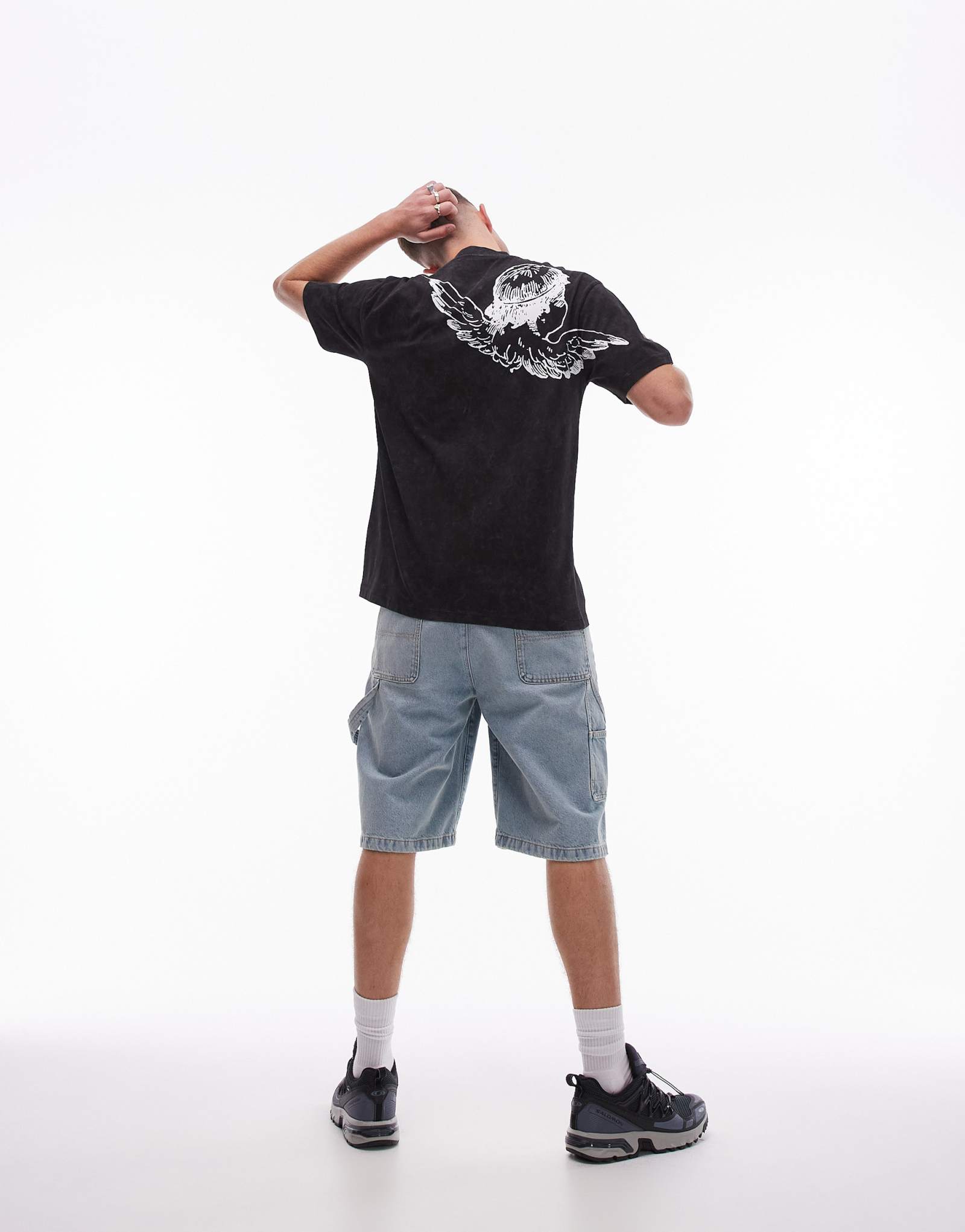 Футболка Topman extreme oversize fit с принтом  черного цвета