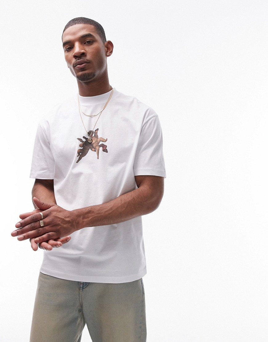 Topman extreme oversized fit t-shirt with BACCHUS AND ARIADNE print in white in collaboration with T