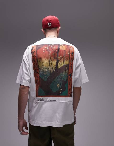 T-Shirt TopMan Surreal Hage En Coton Gris - Taille M, Neuf Sans étiquettes