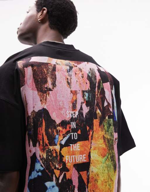 Topman extreme oversized fit T-shirt with front and back future patch print in black, 2 of 4