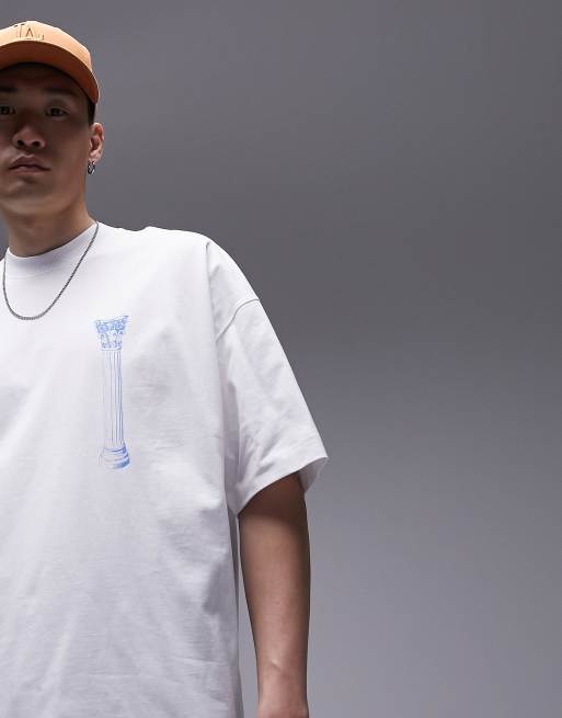 Topman heavyweight extreme oversized fit t-shirt with front and back  dreamer embroidery in white