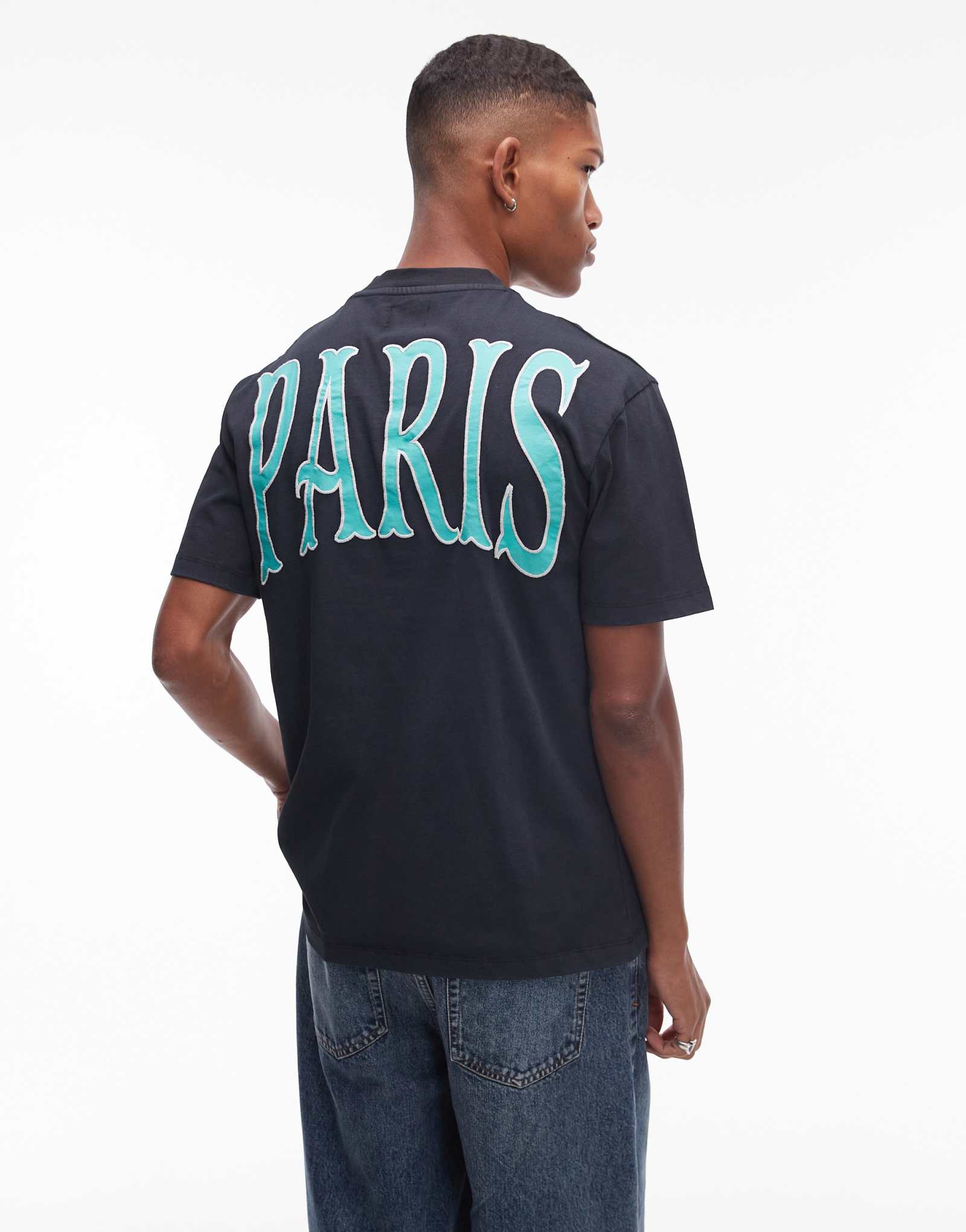 Черная футболка Topman с принтом Paris сзади 