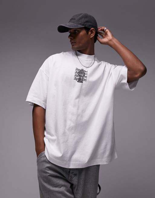 Topman extreme oversized fit t shirt with front and back shepherd