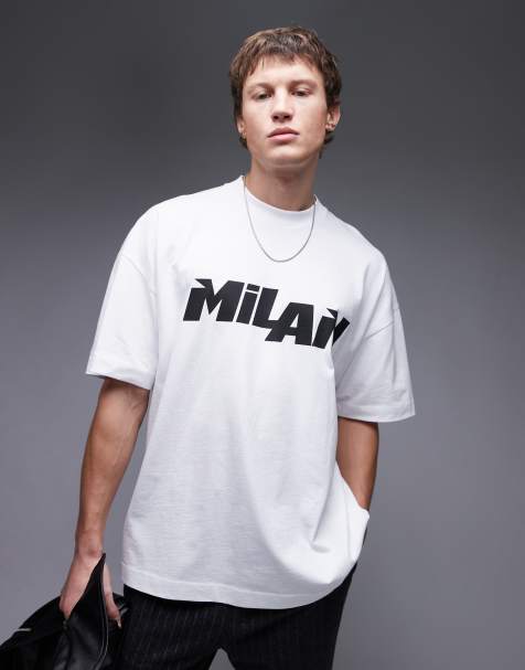 Topman extreme oversized fit t-shirt with Milan print in white
