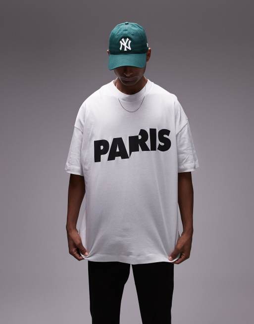  Topman extreme oversized fit t-shirt with Paris print in white