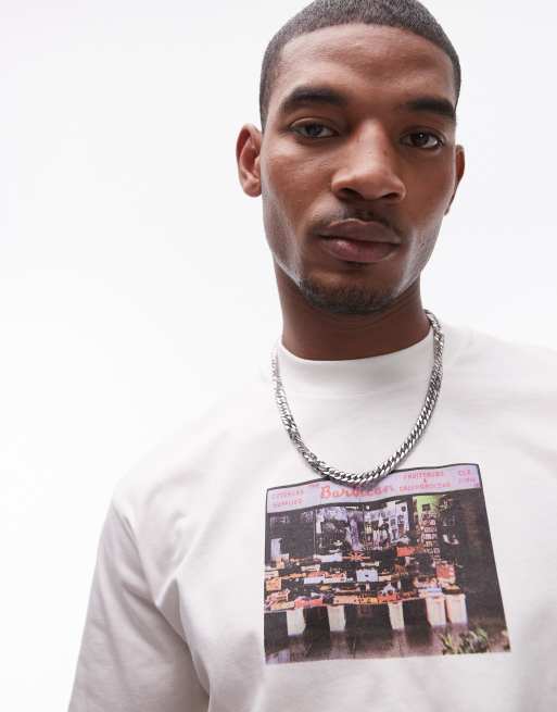 Topman extreme oversized fit t-shirt with photographic shop print in ecru, 3 of 4