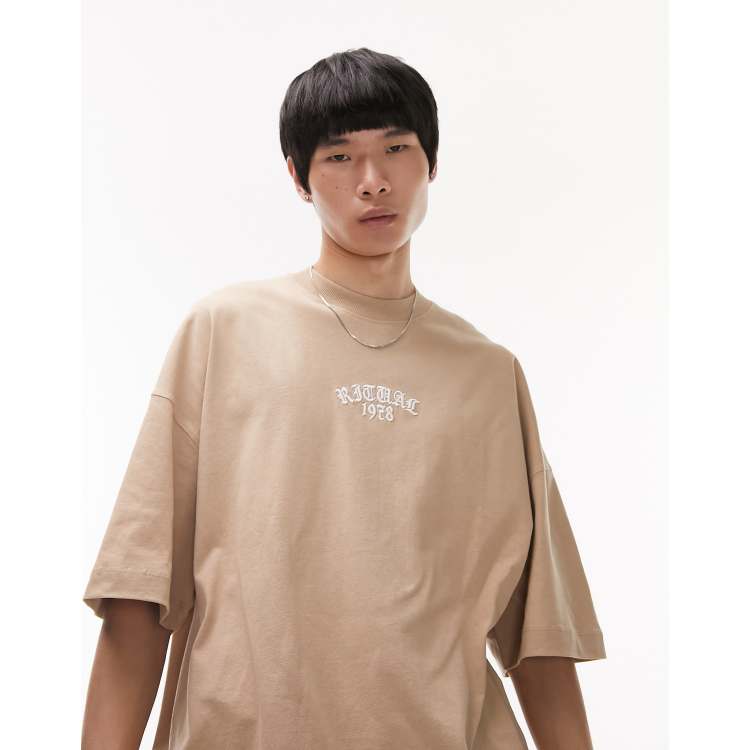 【SATIIIZ】Rito Oversized Fit High-Density T-Shirt 204808203-1-stone?$n_750w$&wid
