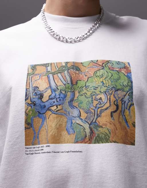 Topman extreme oversized fit T-shirt with Tree Roots print in white in  collaboration with Van Gogh Museum