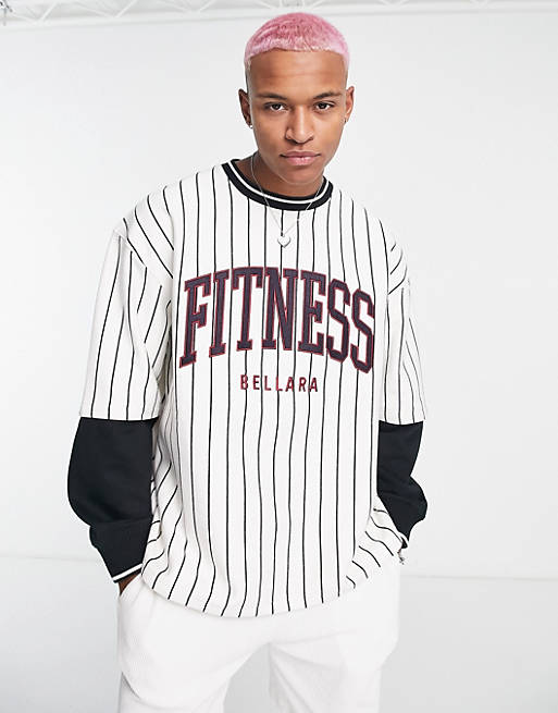 Topman extreme oversized layered sweatshirt with fitness print in white