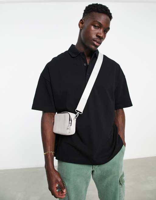 Topman extreme oversized pique polo in black | ASOS