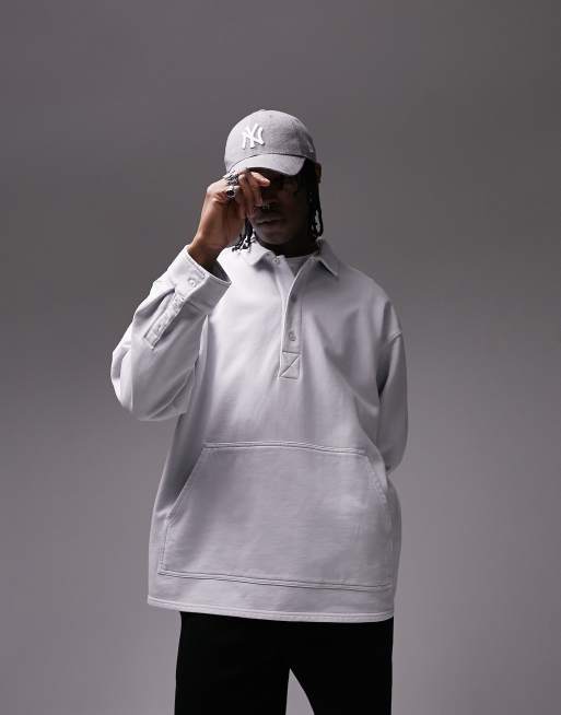 Topman extreme oversized polo in washed grey