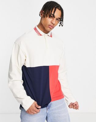 Topman extreme oversized polo with colour block in multi