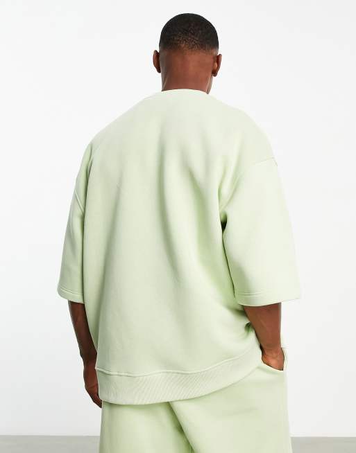 Topman extreme oversized short sleeve sweatshirt in green