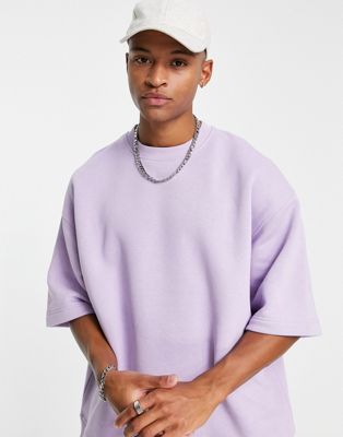 Topman extreme oversized short sleeve sweatshirt in purple