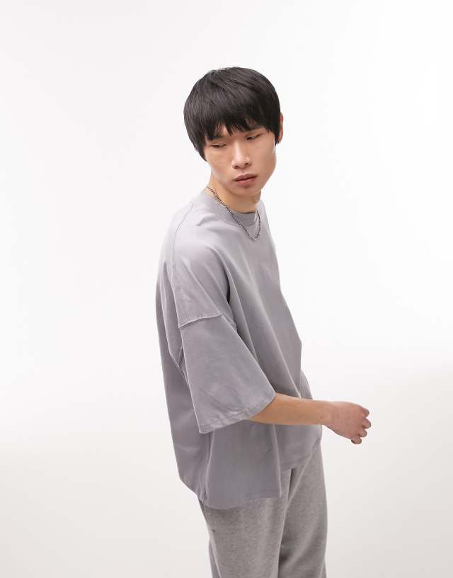 Topman extreme oversized t-shirt in gray