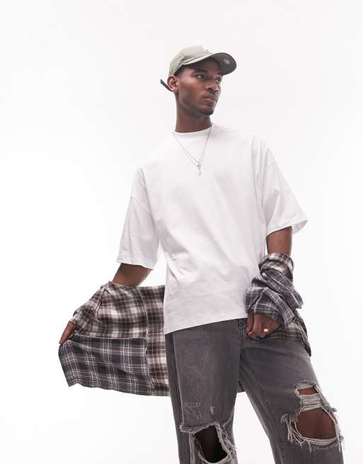 Topman extreme oversized t-shirt in stone 