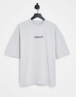 Topman extreme oversized t-shirt with Berlin print in light grey