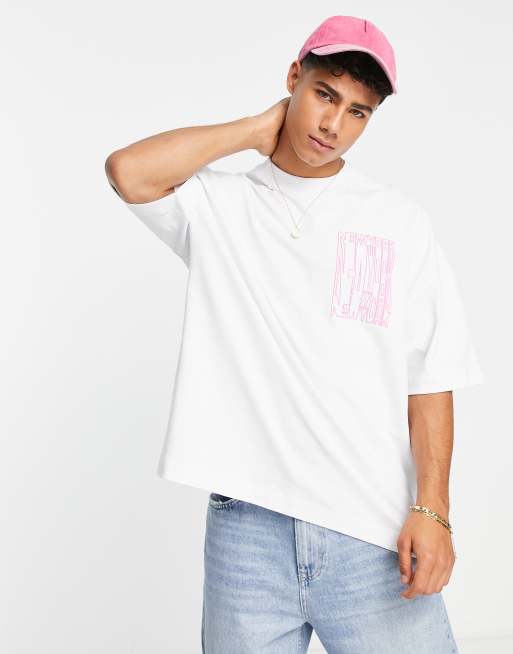 White New York Collection Print Oversized T Shirt