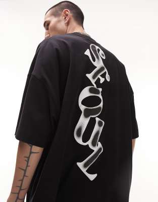 Topman extreme oversized t-shirt with front and back Seoul shadow print ...