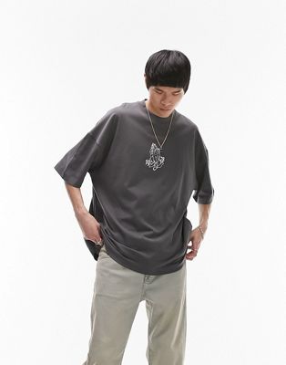 Topman extreme oversized t-shirt with praying hands embroidery in ...