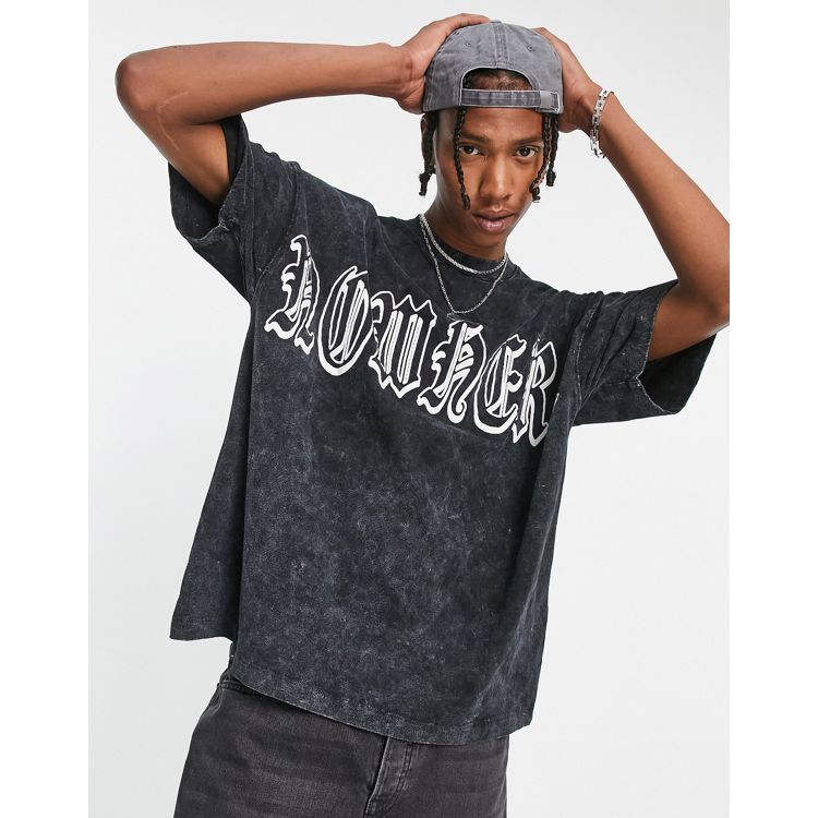 Topman extreme oversized T-shirt with Harlem print in black