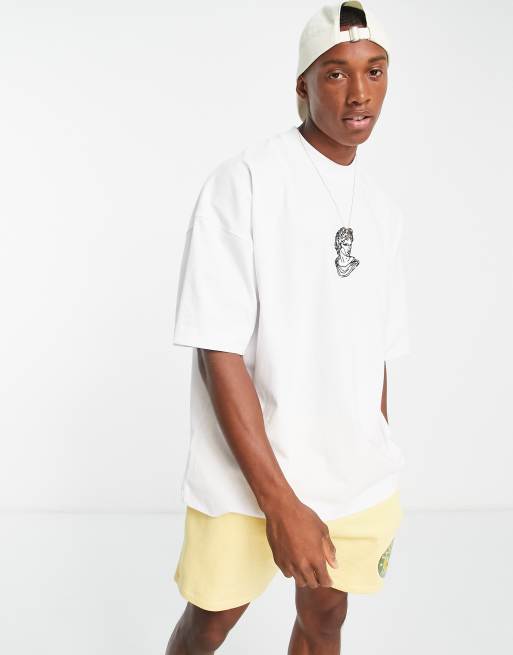 Topman extreme oversized t-shirt with statue embroidery in white