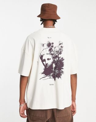 Topman extreme oversized t-shirt with statue front and back print in stone