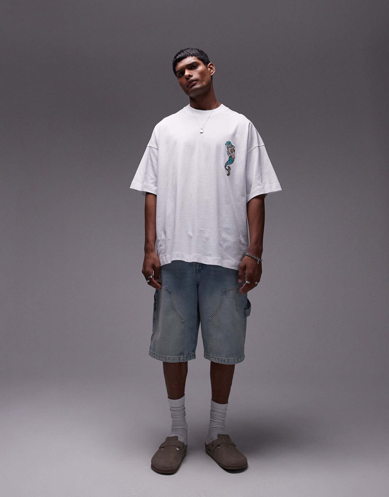 Футболка Topman extreme oversize с вышивкой белого цвета