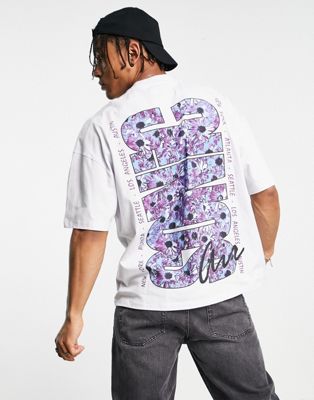 Topman extreme oversized t-shirt with vertical floral print in white - ASOS Price Checker