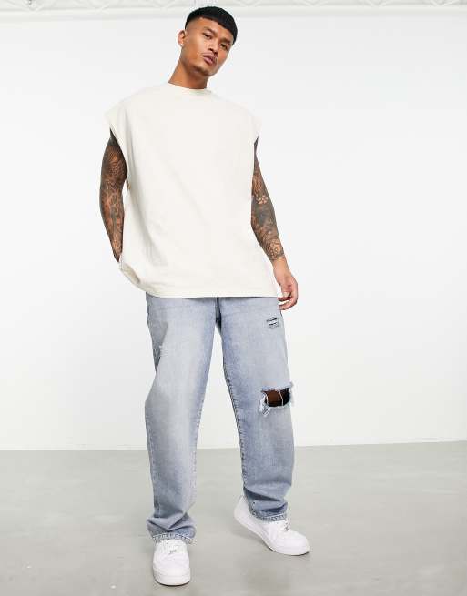 Topman Extreme Oversized Vest In Eggnog | Asos