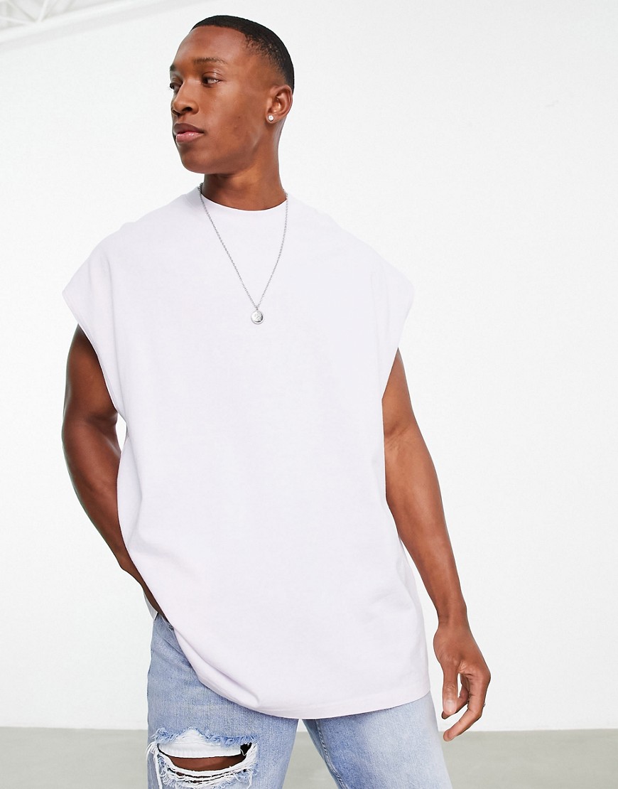 Topman extreme oversized vest in washed lilac-Purple