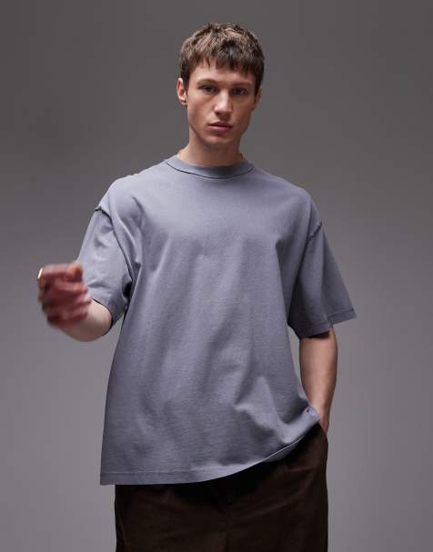 Topman extreme oversized washed raw seam detail T-shirt in gray - view 1