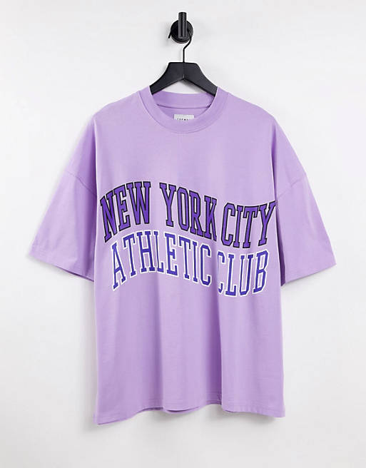 Men Topman extreme oversized with New York City print in lilac 