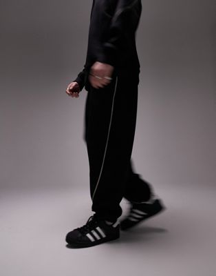Topman extreme oversized zip detail jogger in black