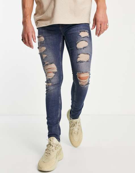Men S Ripped Jeans Skinny Ripped Distressed Jeans Asos