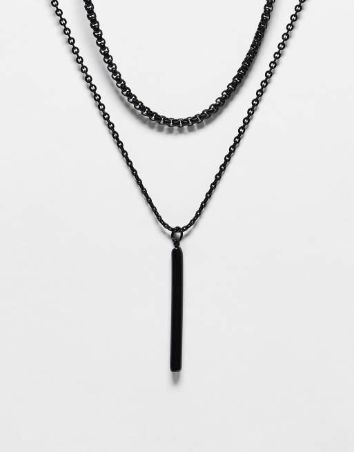 Topman fabric necklace with pendant in black