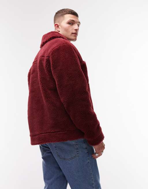 Burgundy hot sale borg jacket