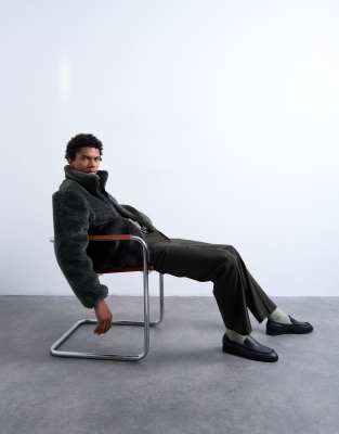 Topman Faux Fur Zip Up Funnel Jacket In Gray