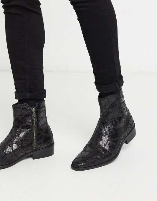 men faux leather boots