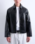 [Topman] Topman faux leather harrington jacket in black XS BLACK